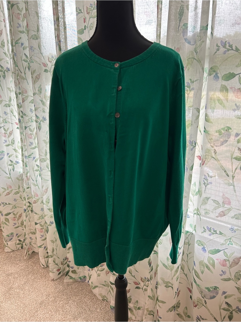 Lands' End Emerald Green Button Cardigan